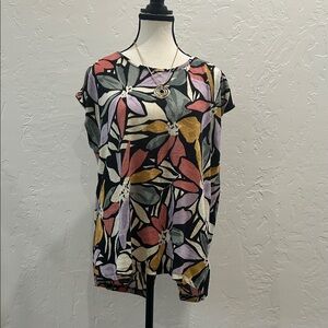 Nicole Miller Multicolor Leaf Print Blouse JT